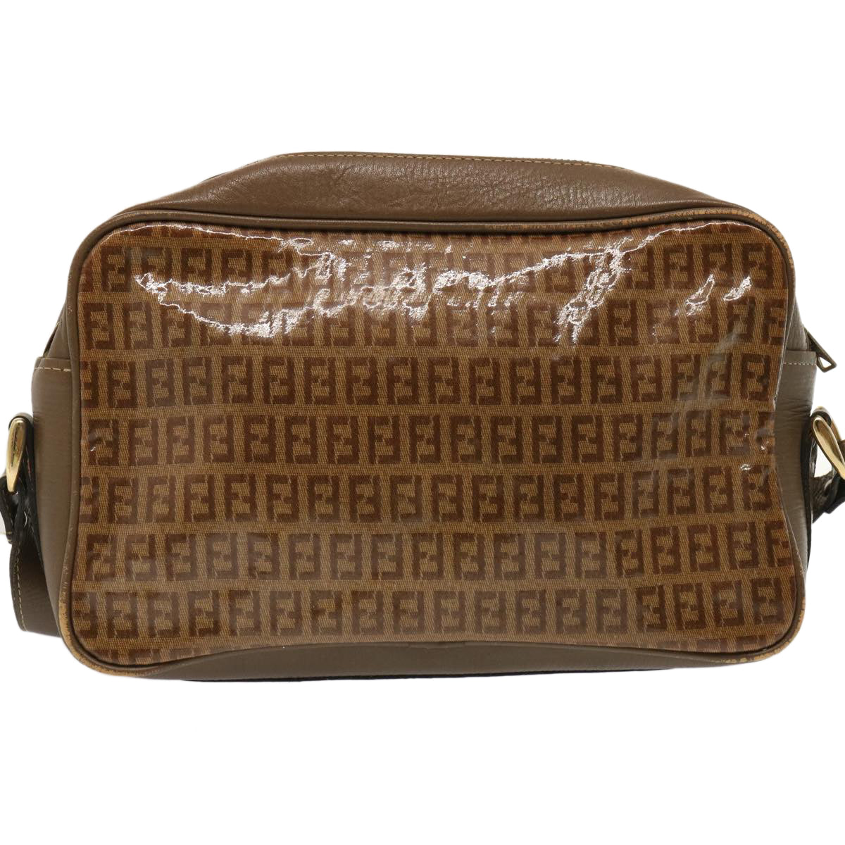 Luxury Fendi Zucchino Canvas Shoulder Bag Vintage Beigeep4149