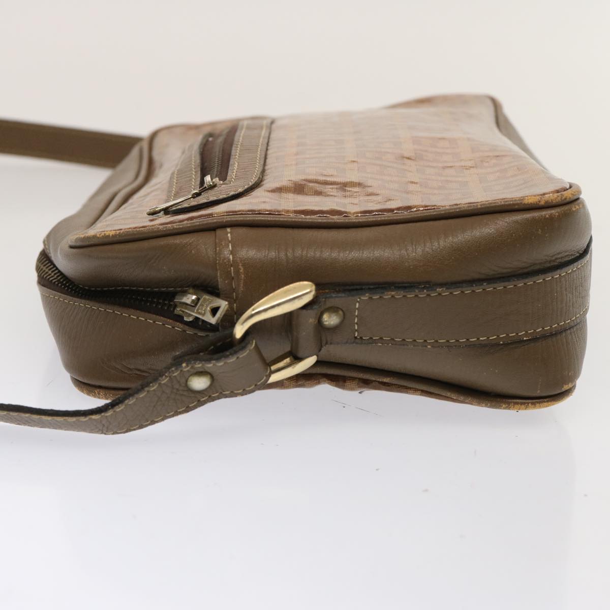 Luxury Fendi Zucchino Canvas Shoulder Bag Vintage Beigeep4149