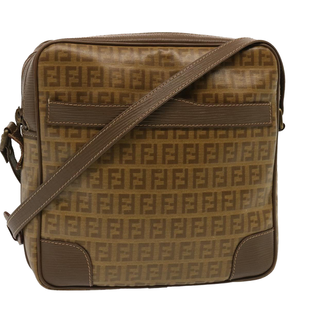 Luxury Fendi Zucchino Canvas Shoulder Bag Vintage Beigeep4154