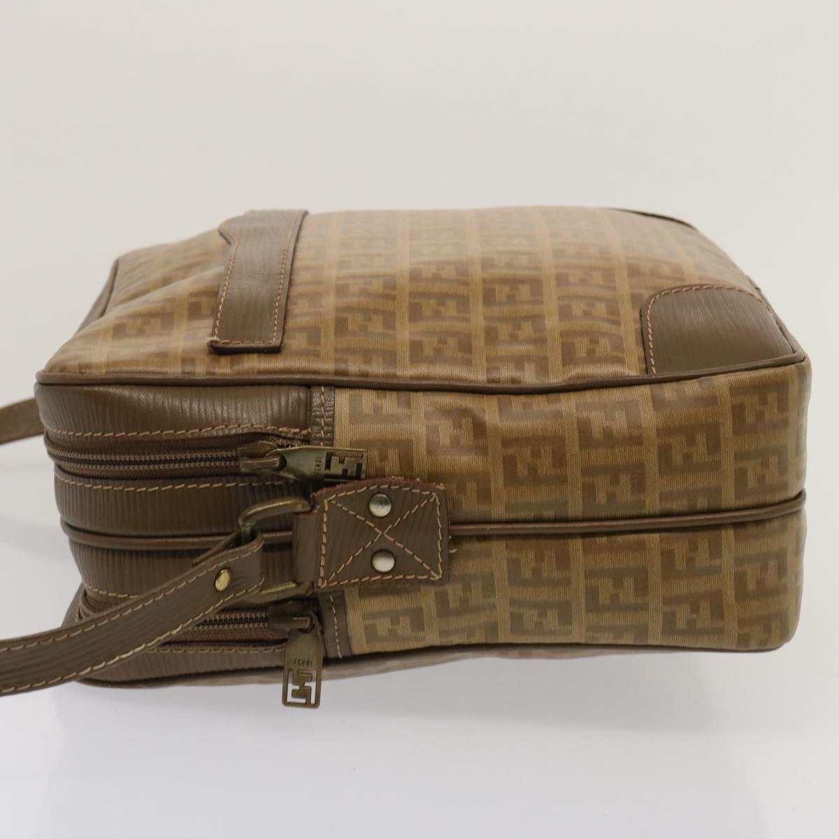 Luxury Fendi Zucchino Canvas Shoulder Bag Vintage Beigeep4154