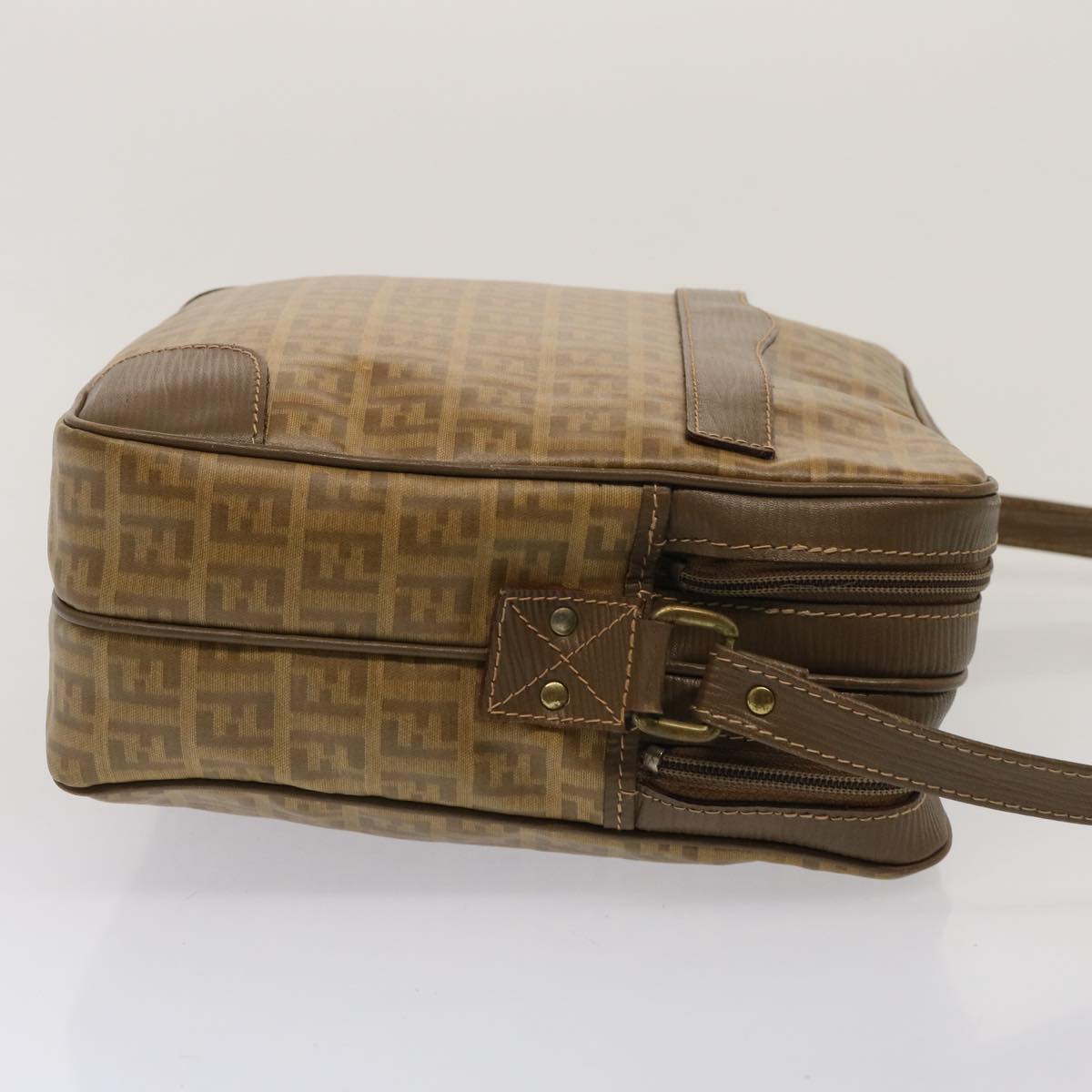 Luxury Fendi Zucchino Canvas Shoulder Bag Vintage Beigeep4154