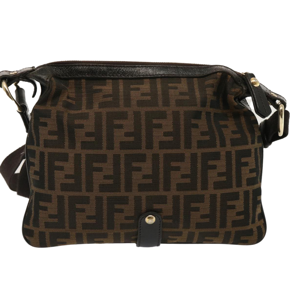 Luxury Fendi Zucca Canvas Shoulder Bag Brown Blackep4177
