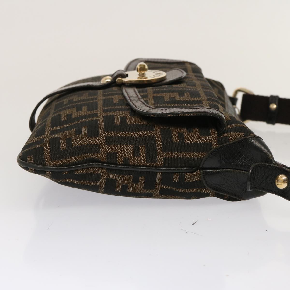 Luxury Fendi Zucca Canvas Shoulder Bag Brown Blackep4177