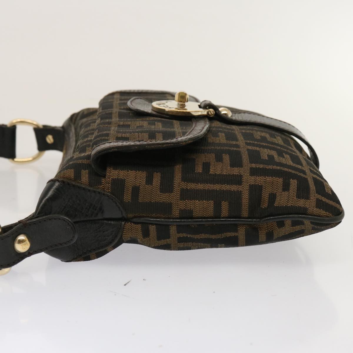 Luxury Fendi Zucca Canvas Shoulder Bag Brown Blackep4177