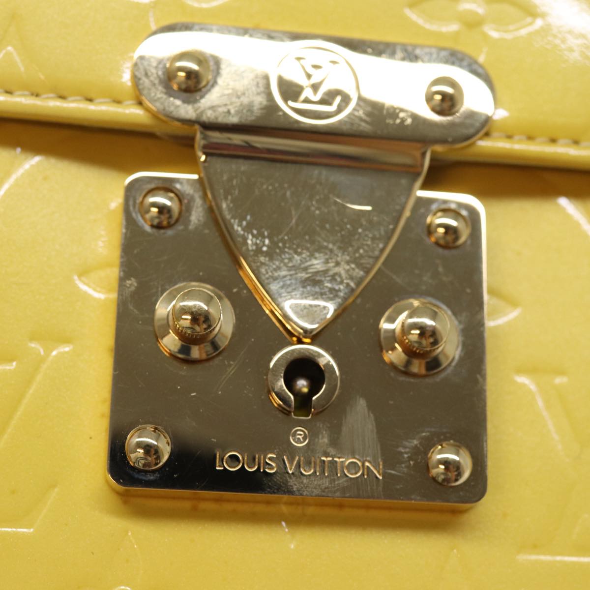 LOUIS VUITTON Monogram Vernis Spring Street Bag Lime Yellow M91068 ep4194