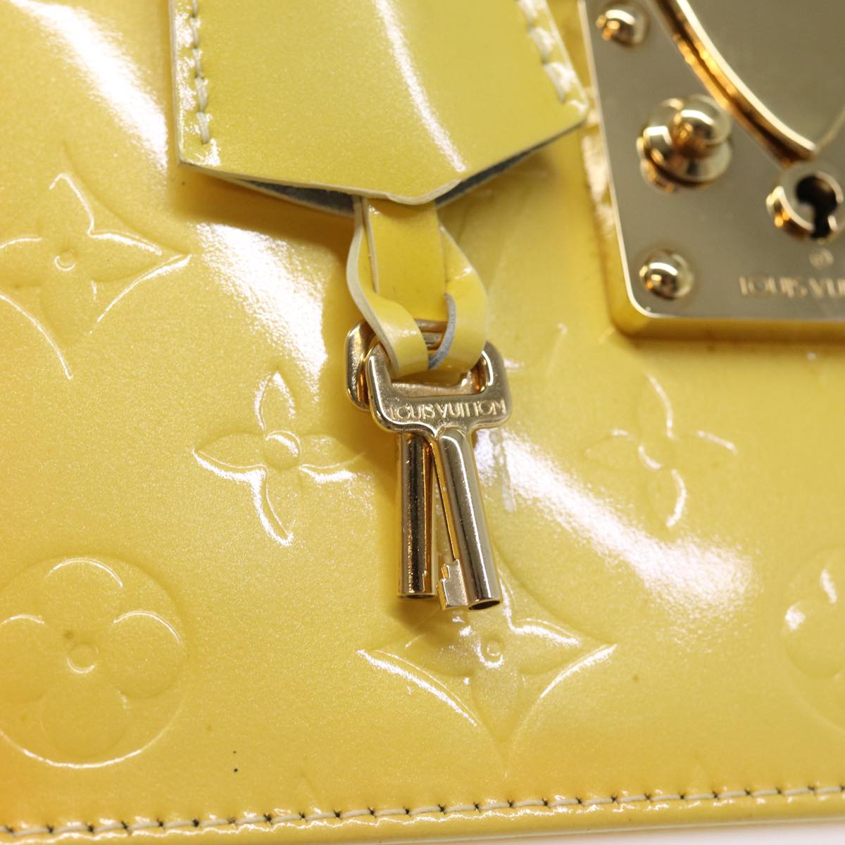 LOUIS VUITTON Monogram Vernis Spring Street Bag Lime Yellow M91068 ep4194