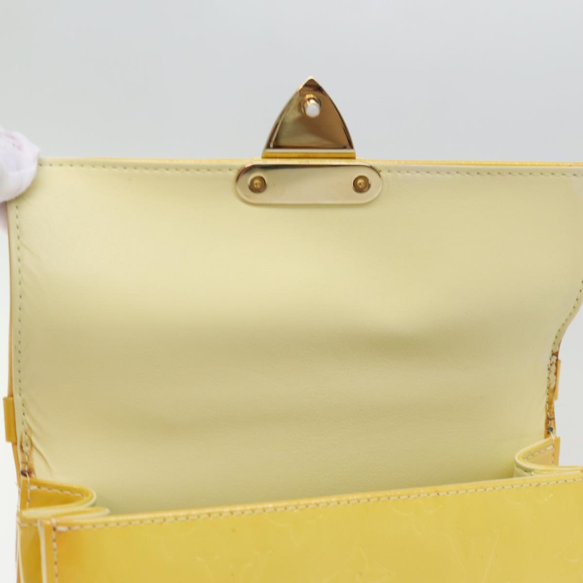 LOUIS VUITTON Monogram Vernis Spring Street Bag Lime Yellow M91068 ep4194