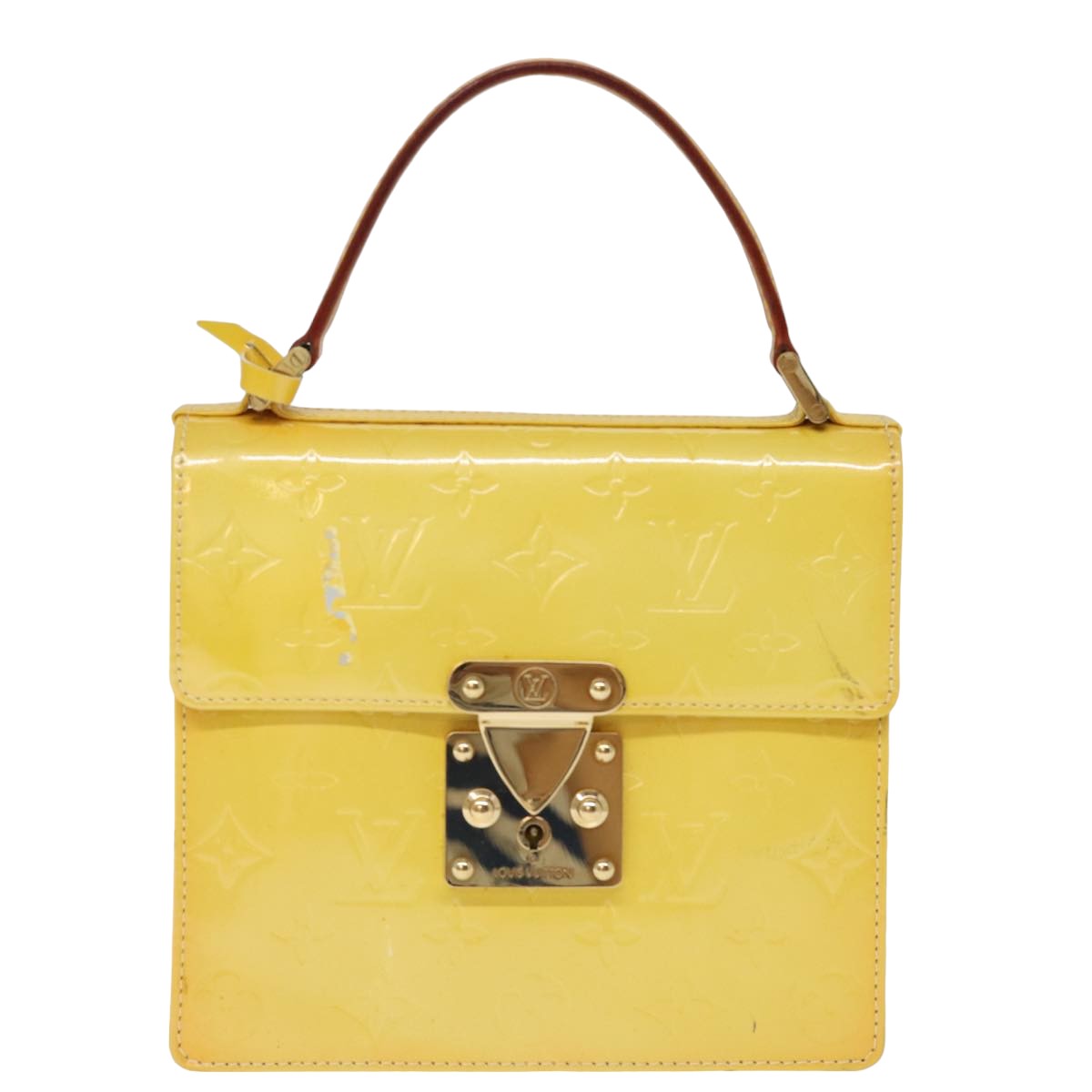 LOUIS VUITTON Monogram Vernis Spring Street Bag Lime Yellow M91068 ep4194