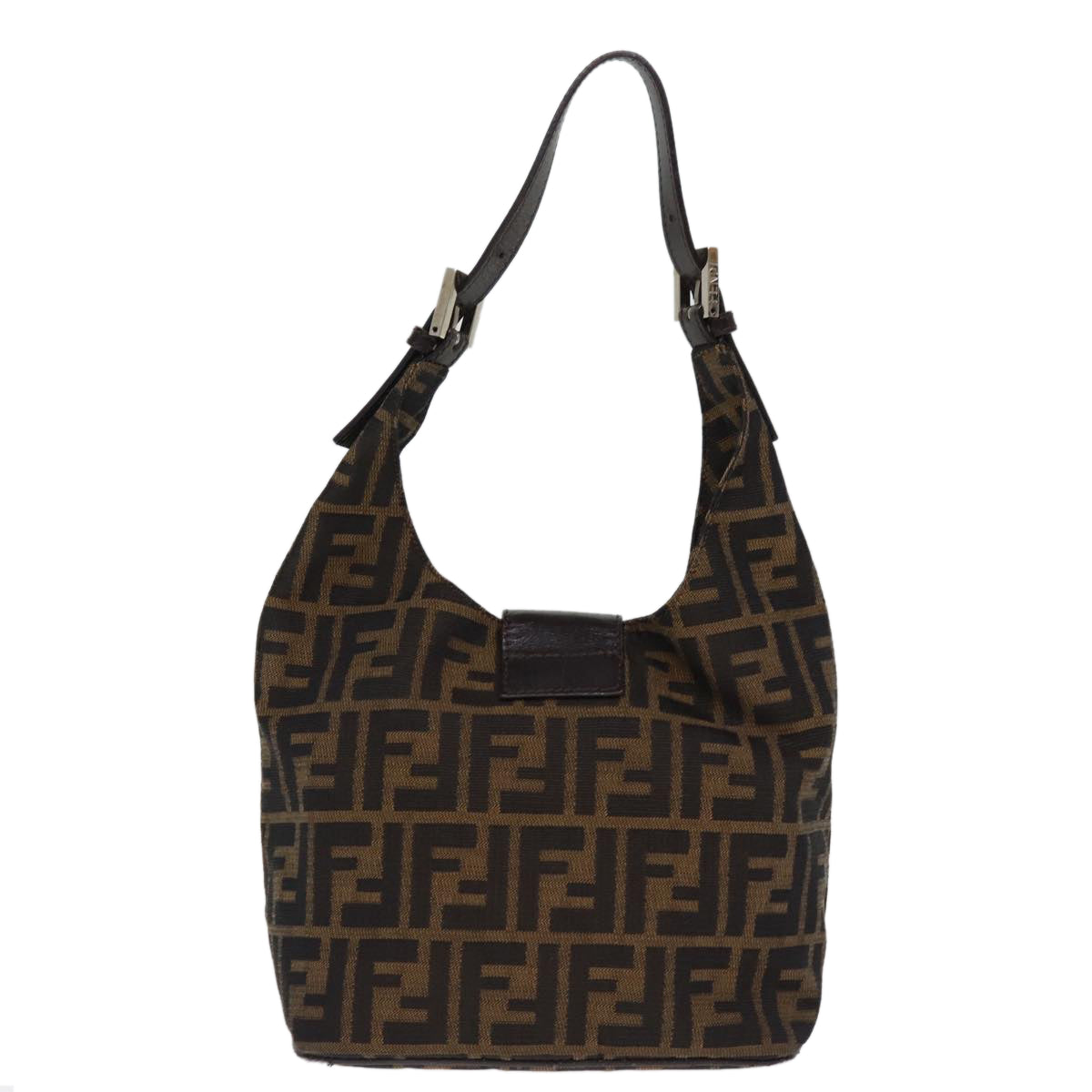 Luxury Fendi Zucca Canvas Mamma Baguette Shoulder Bag Black Brownep4223