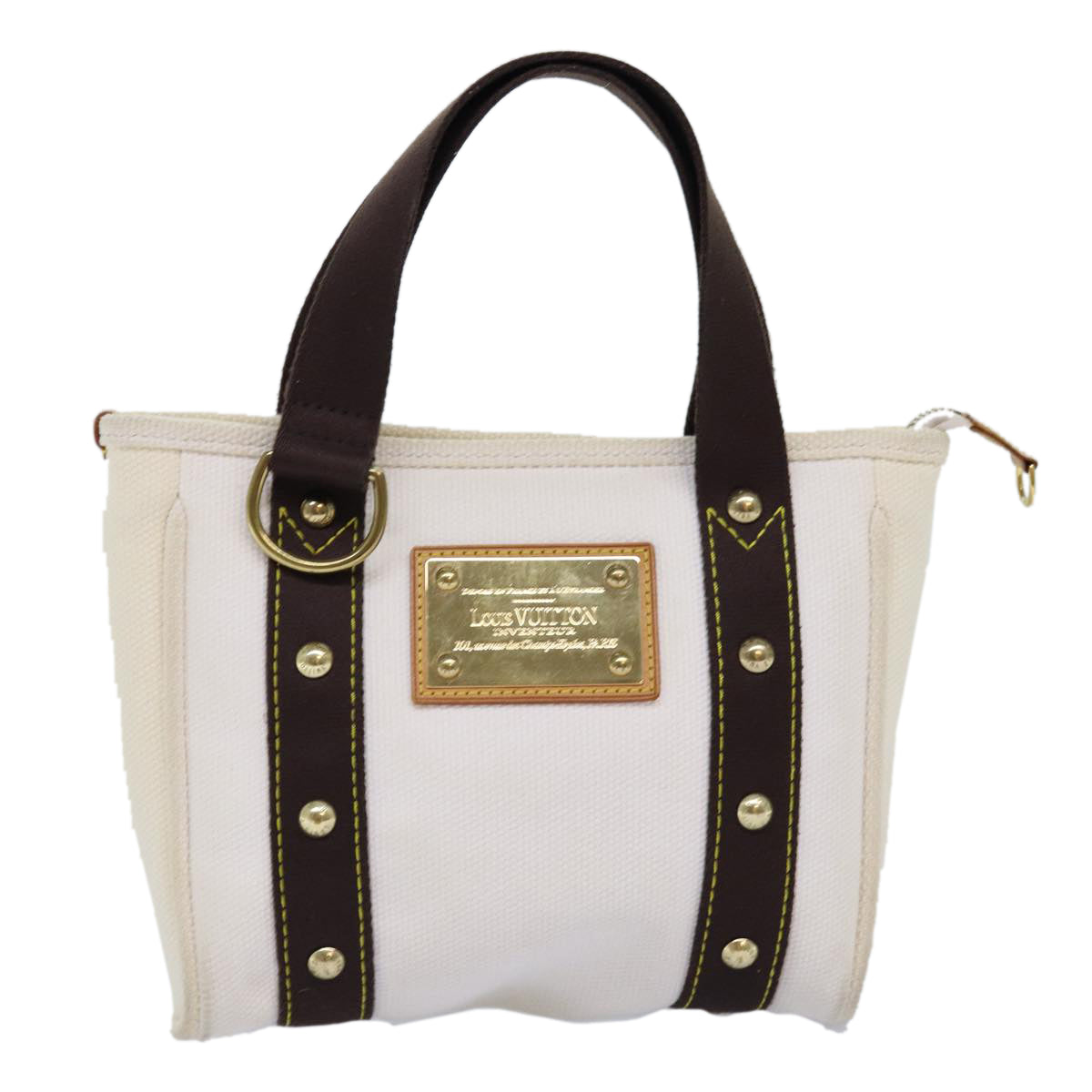 LOUIS VUITTON Antigua Cabas PM Tote Bag White Brown M40036 LV ep4310