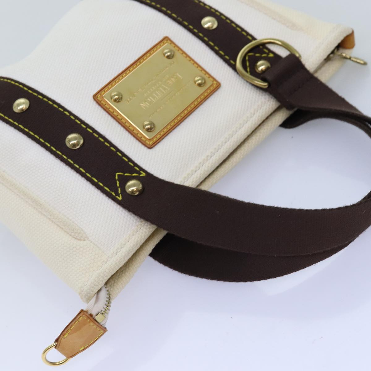 LOUIS VUITTON Antigua Cabas PM Tote Bag White Brown M40036 LV ep4310