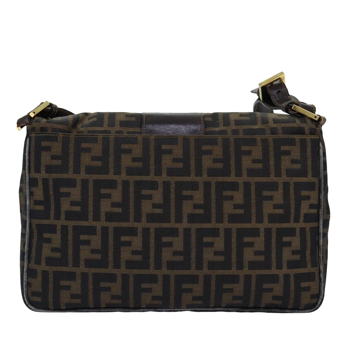Luxury Fendi Zucca Canvas Shoulder Bag Black Brownep4406