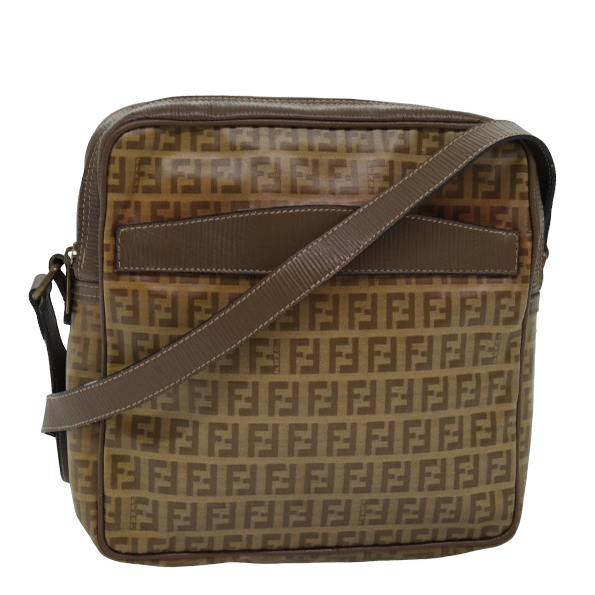 Luxury Fendi Zucchino Canvas Shoulder Bag Vintage Beigeep4463