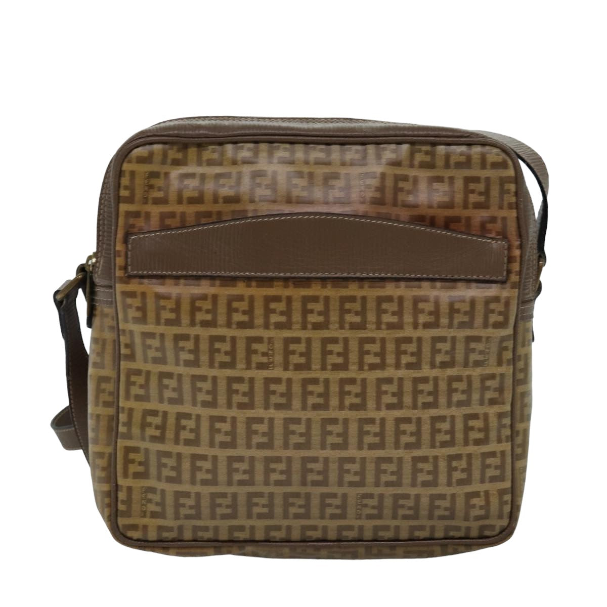 Luxury Fendi Zucchino Canvas Shoulder Bag Vintage Beigeep4463