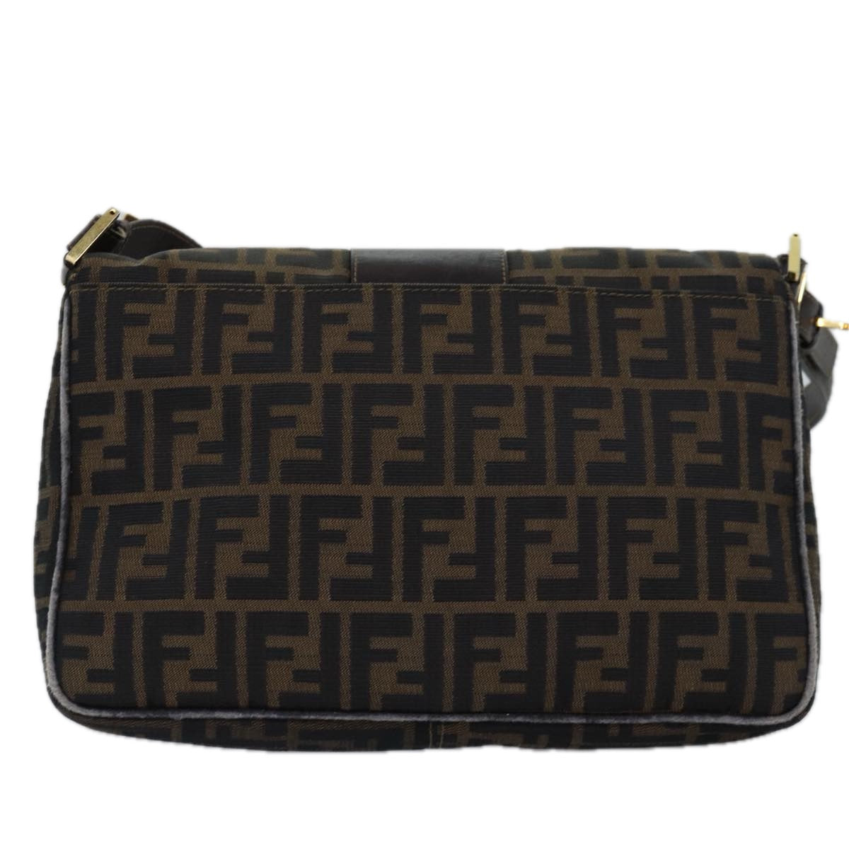Luxury Fendi Zucca Canvas Shoulder Bag Black Brownep4502