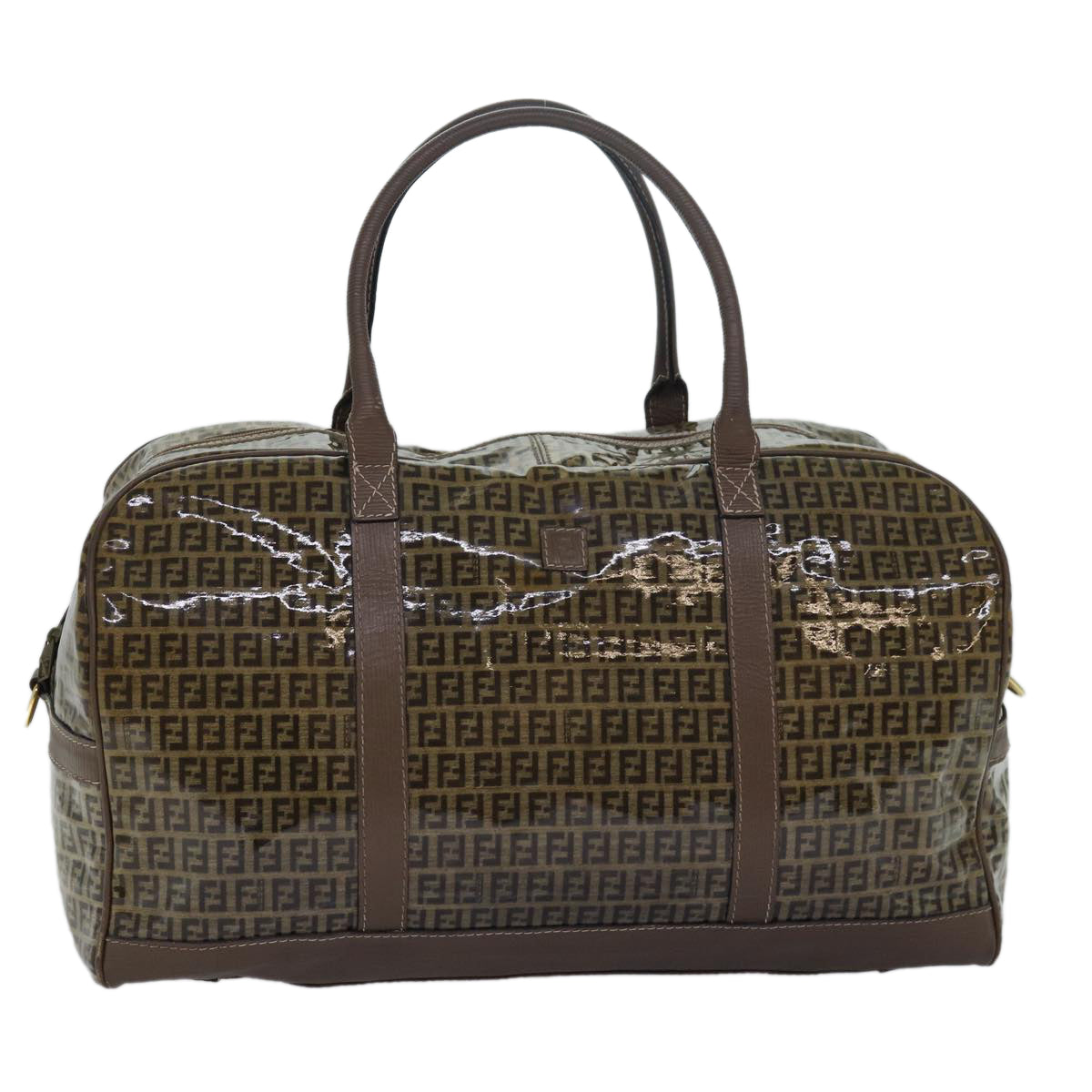 Luxury Fendi Zucca Canvas Boston Bag Enamel Brownep4754