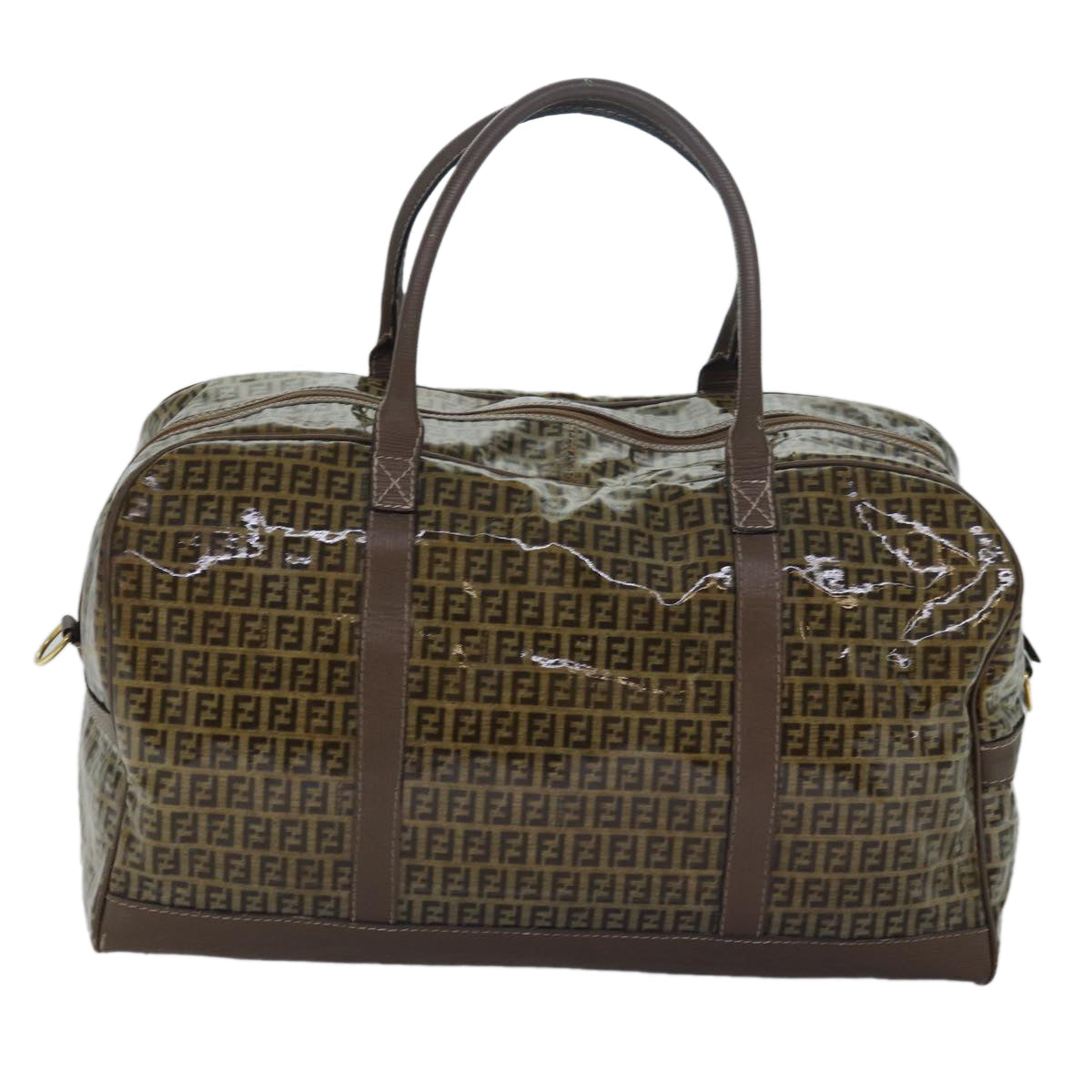 Luxury Fendi Zucca Canvas Boston Bag Enamel Brownep4754