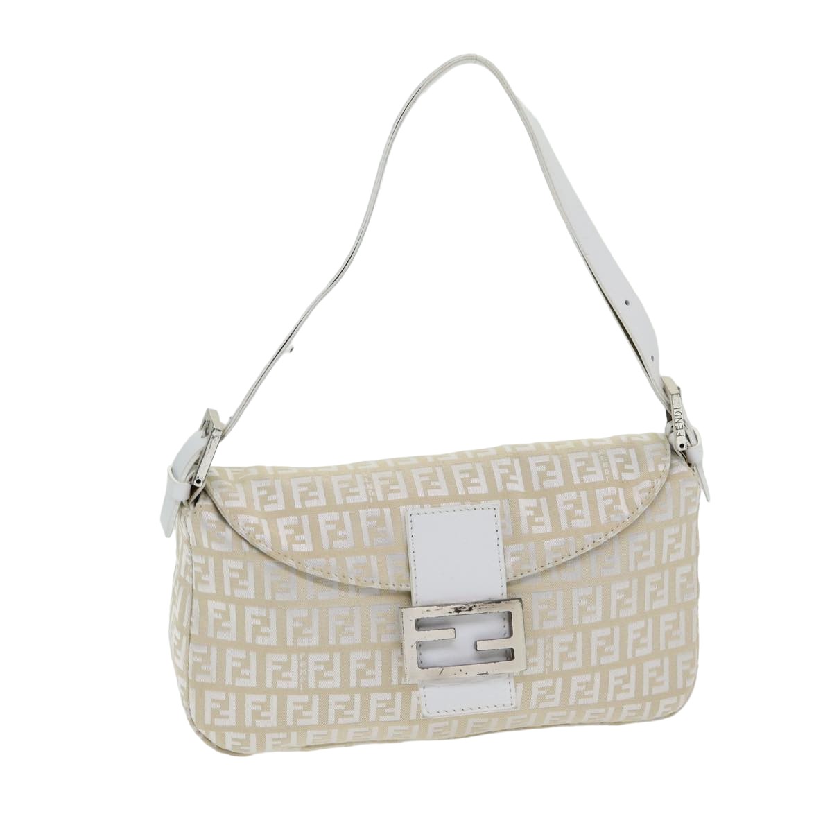 Luxury Fendi Zucchino Canvas Mamma Baguette Shoulder Bag Beigeep4792