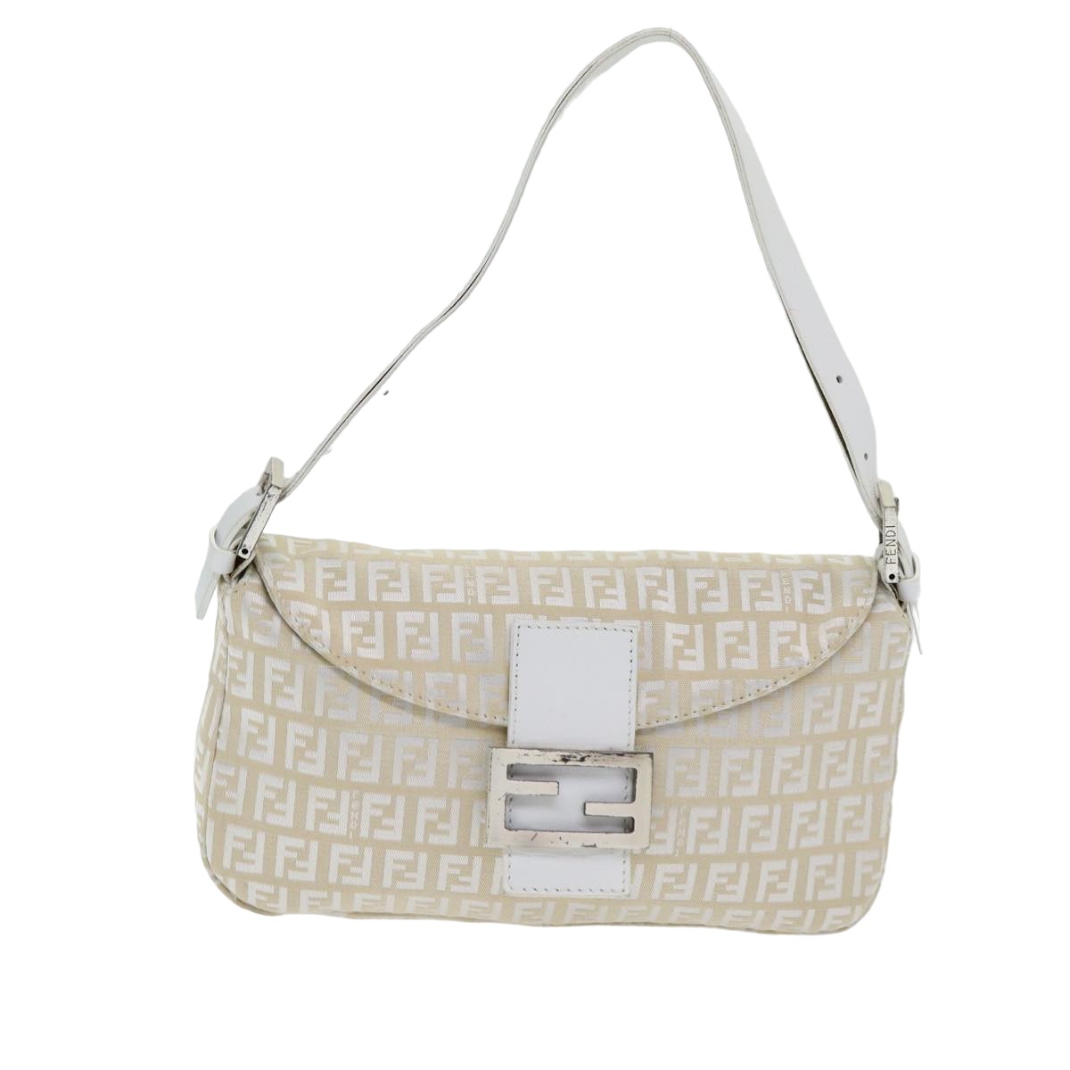 Luxury Fendi Zucchino Canvas Mamma Baguette Shoulder Bag Beigeep4792