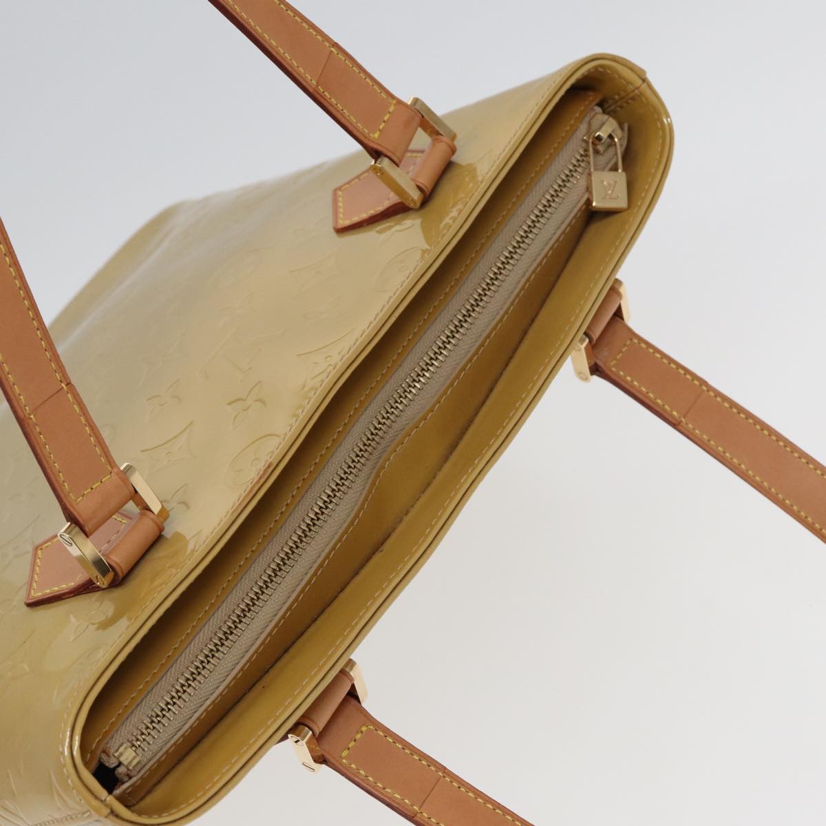 LOUIS VUITTON Monogram Vernis Houston Hand Bag Beige M91004 LV ep4812