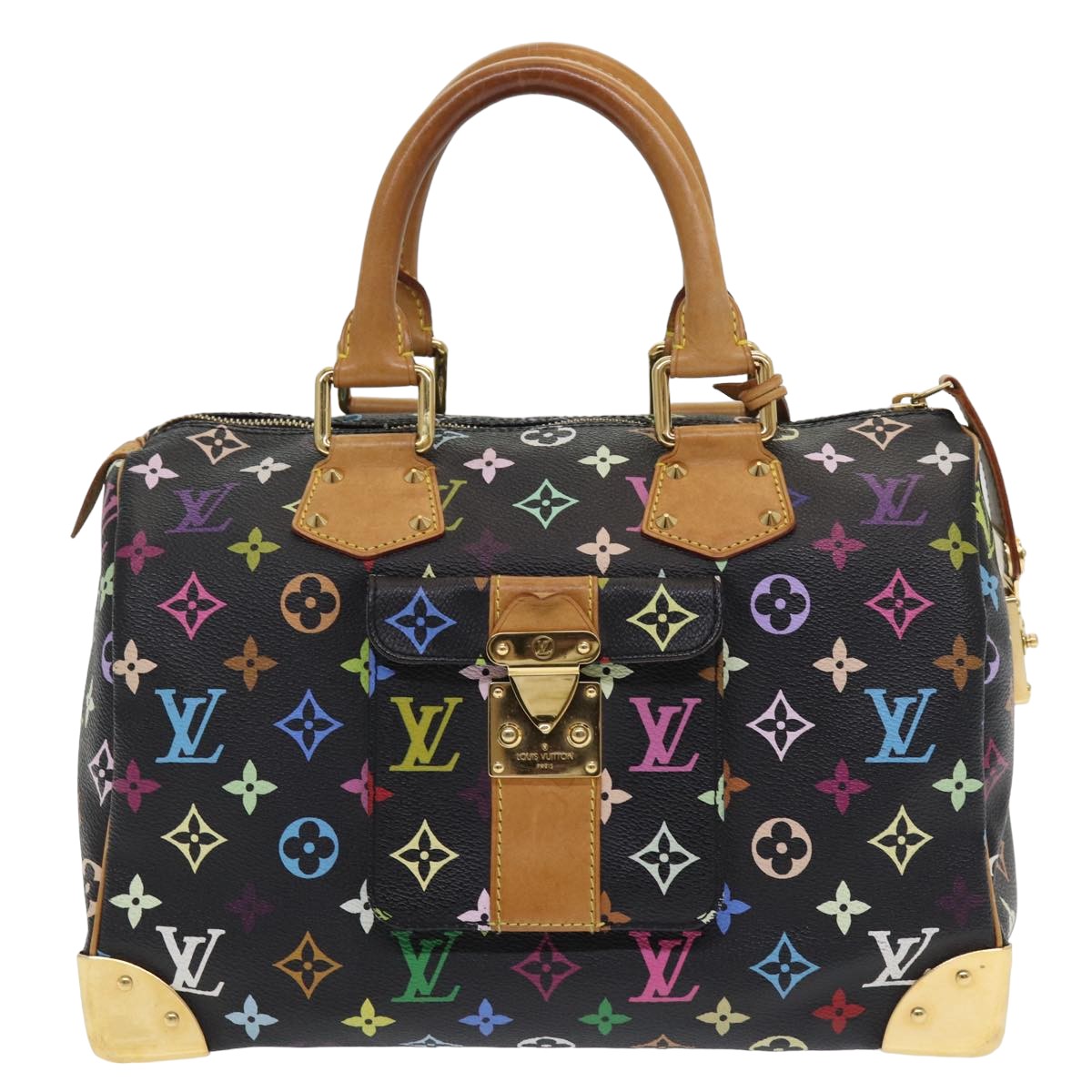 LOUIS VUITTON Monogram Multicolor Speedy 30 Hand Bag Black M92642 LV ep4868