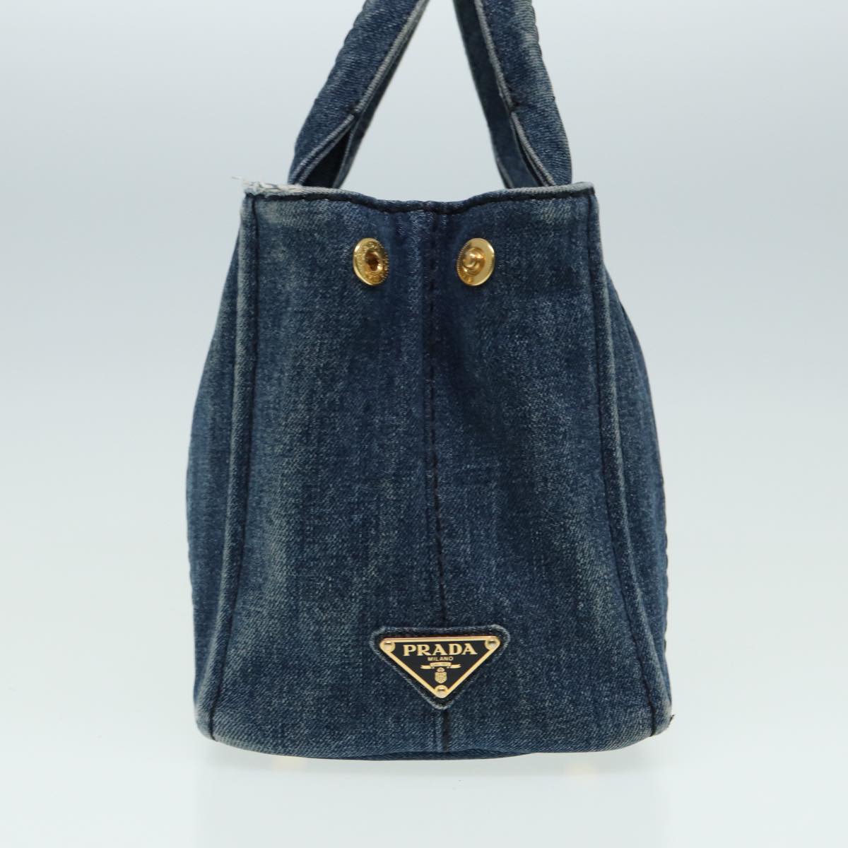 Luxury Prada Canapa PM Hand Bag Denim 2way Blue  ep4895