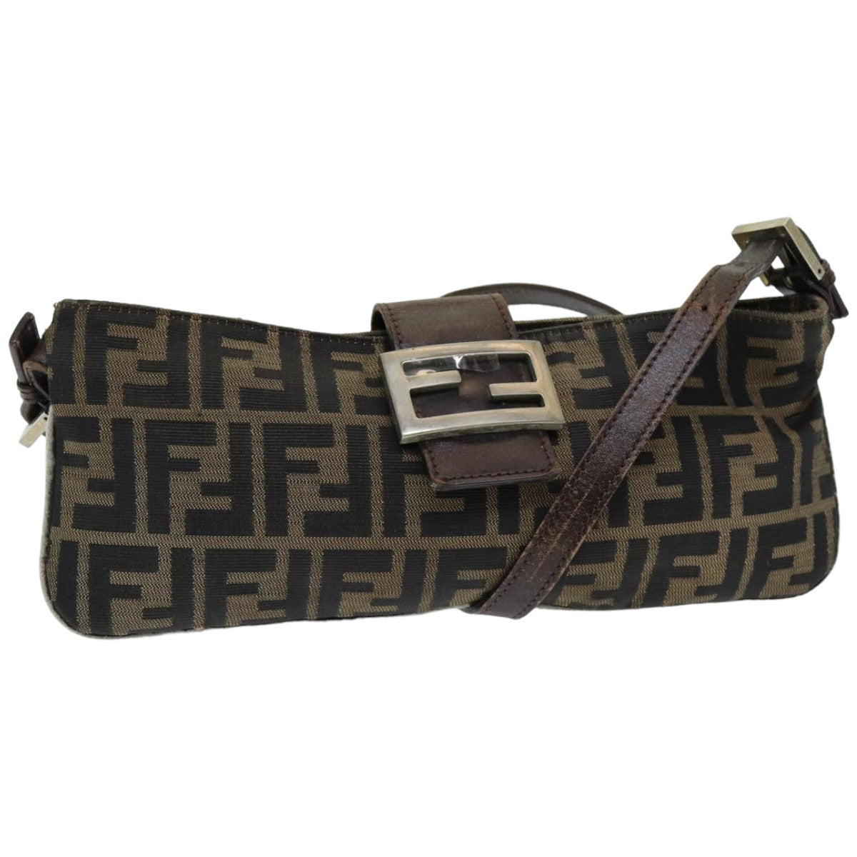 Luxury Fendi Zucca Canvas Shoulder Bag Brown Blackep4933