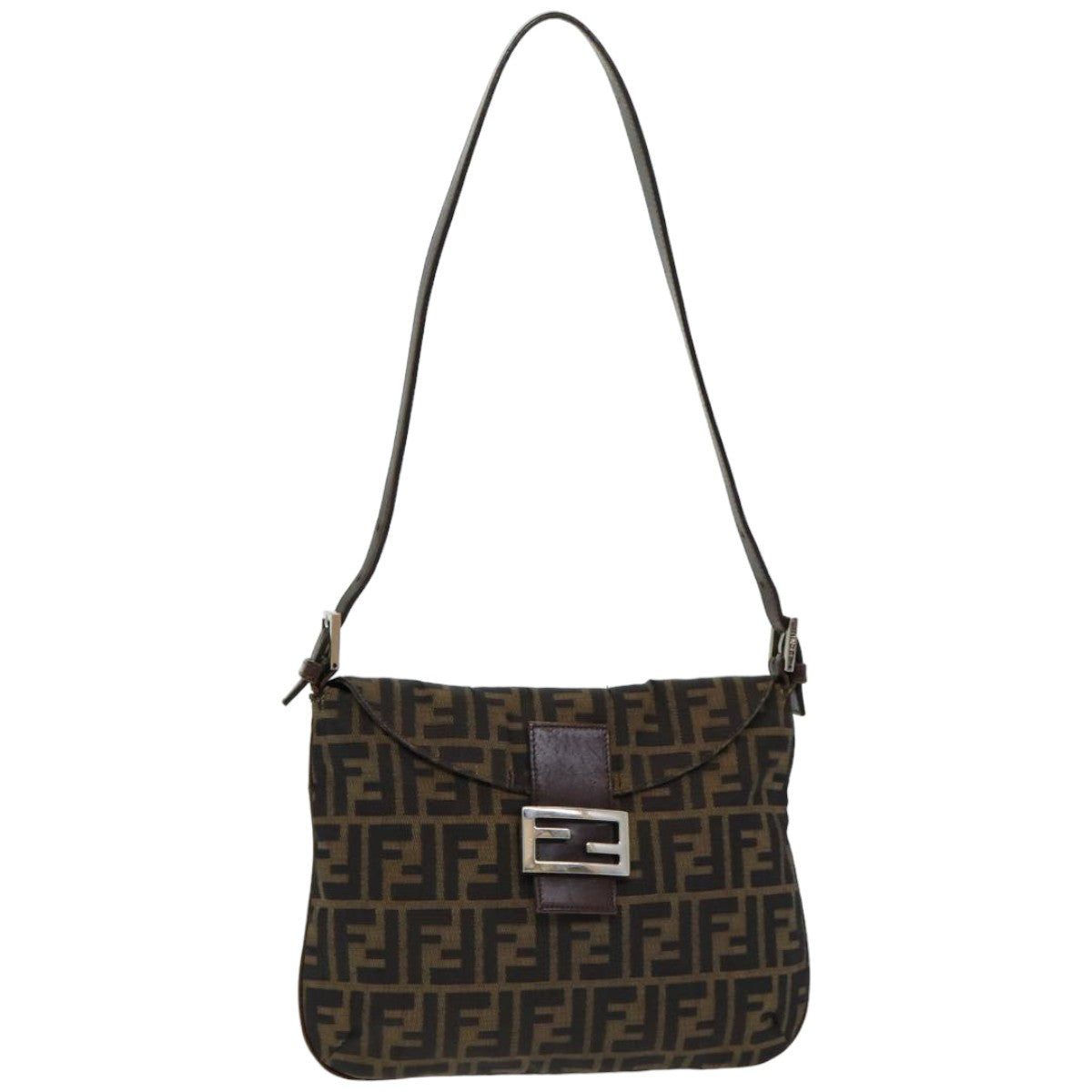 Luxury Fendi Zucca Canvas Mamma Baguette Shoulder Bag Brown Blackep4942