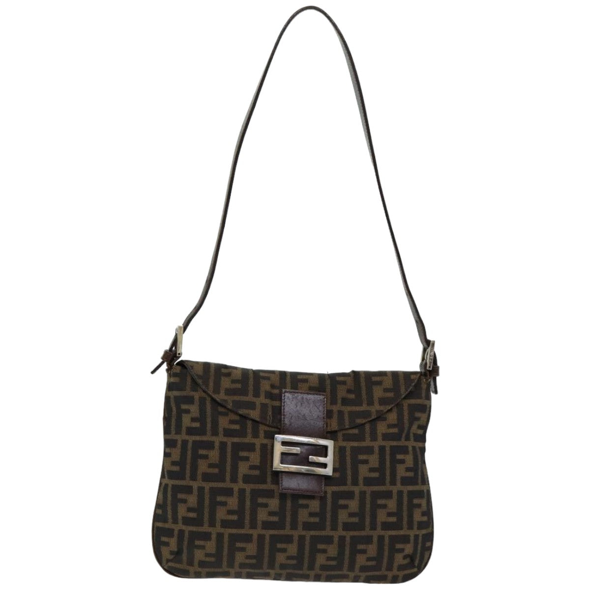 Luxury Fendi Zucca Canvas Mamma Baguette Shoulder Bag Brown Blackep4942