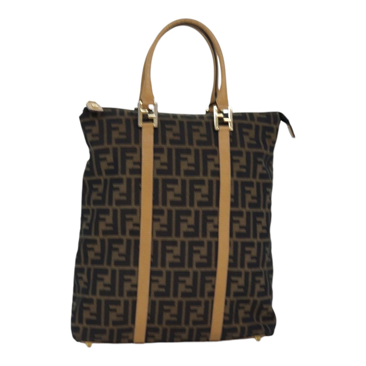 Luxury Fendi Zucca Canvas Hand Bag Brown Black goldep5077