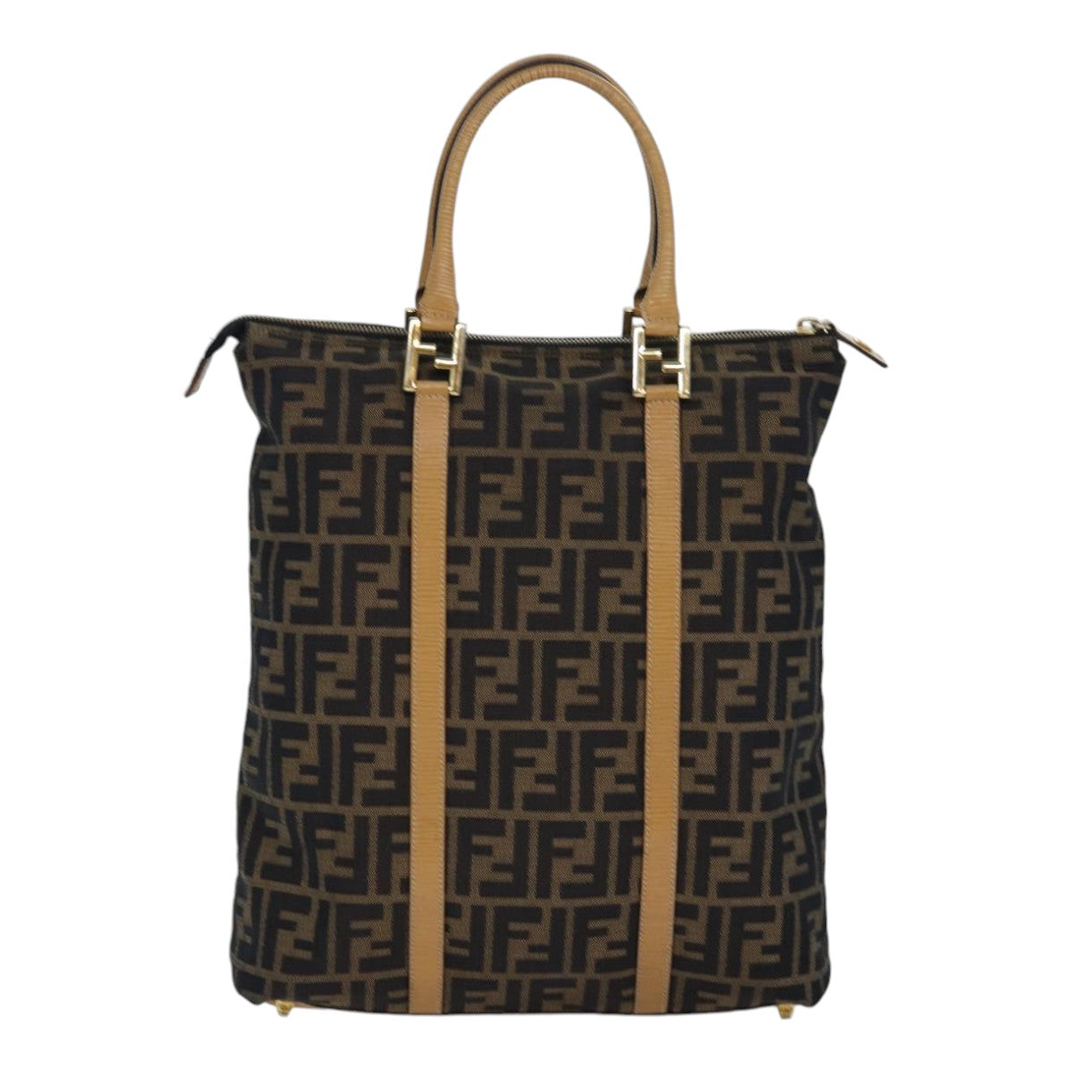 Luxury Fendi Zucca Canvas Hand Bag Brown Black goldep5077