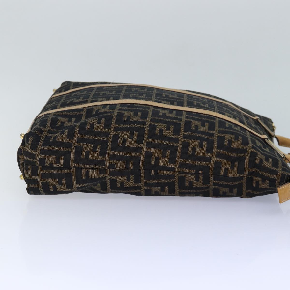Luxury Fendi Zucca Canvas Hand Bag Brown Black goldep5077
