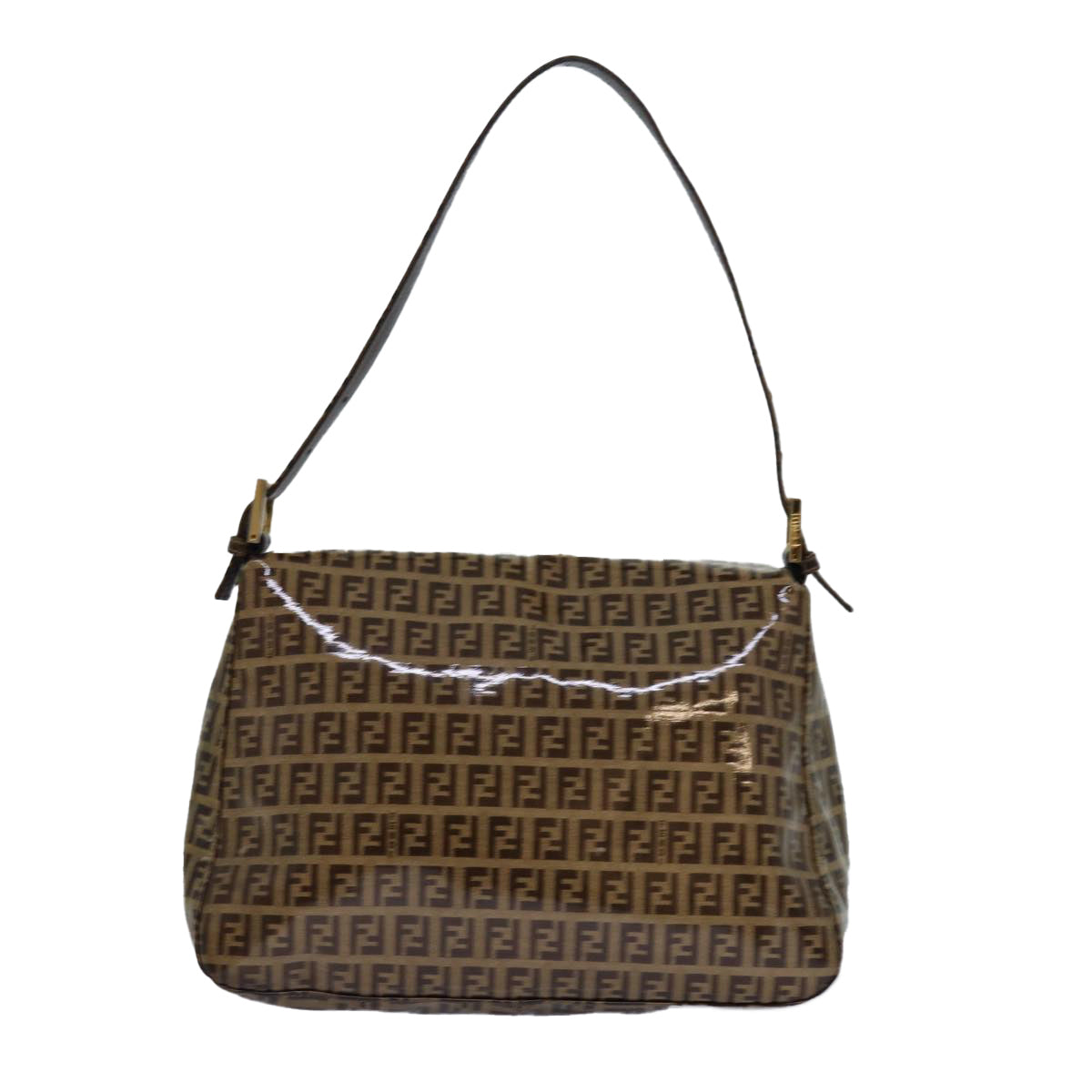Luxury Fendi Zucchino Canvas Mamma Baguette Shoulder Bag Beige Goldep5119
