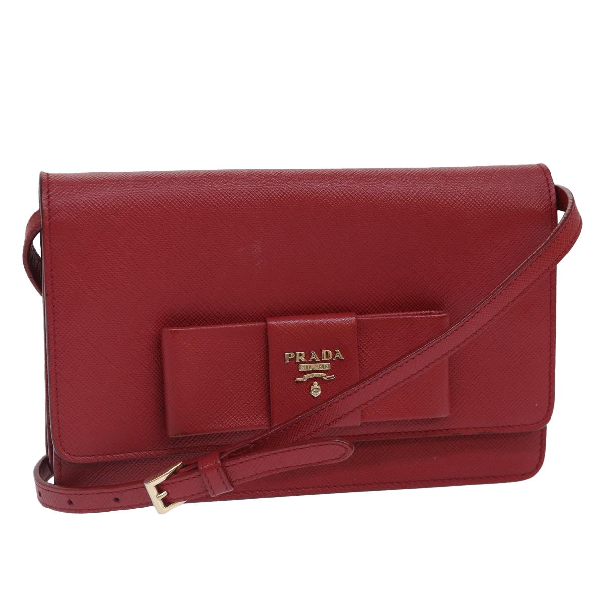 Luxury Prada Shoulder Long Wallet Safiano leather Red Gold  ep5211