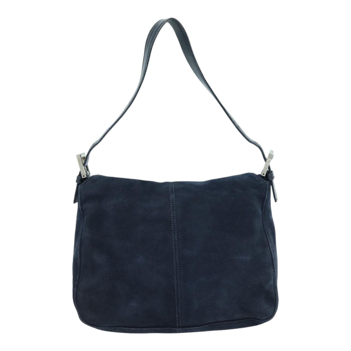 Luxury Fendi Mamma Baguette Shoulder Bag Suede Navy Silverep5217