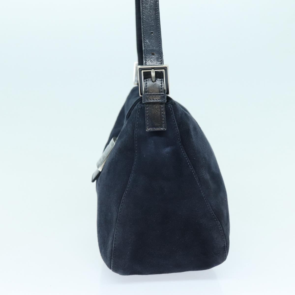 Luxury Fendi Mamma Baguette Shoulder Bag Suede Navy Silverep5217