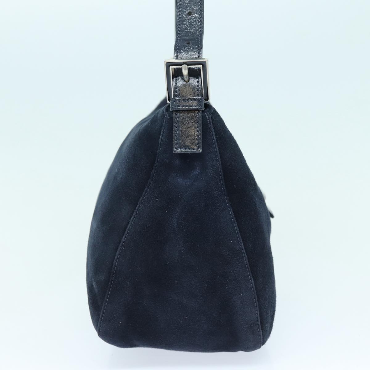 Luxury Fendi Mamma Baguette Shoulder Bag Suede Navy Silverep5217