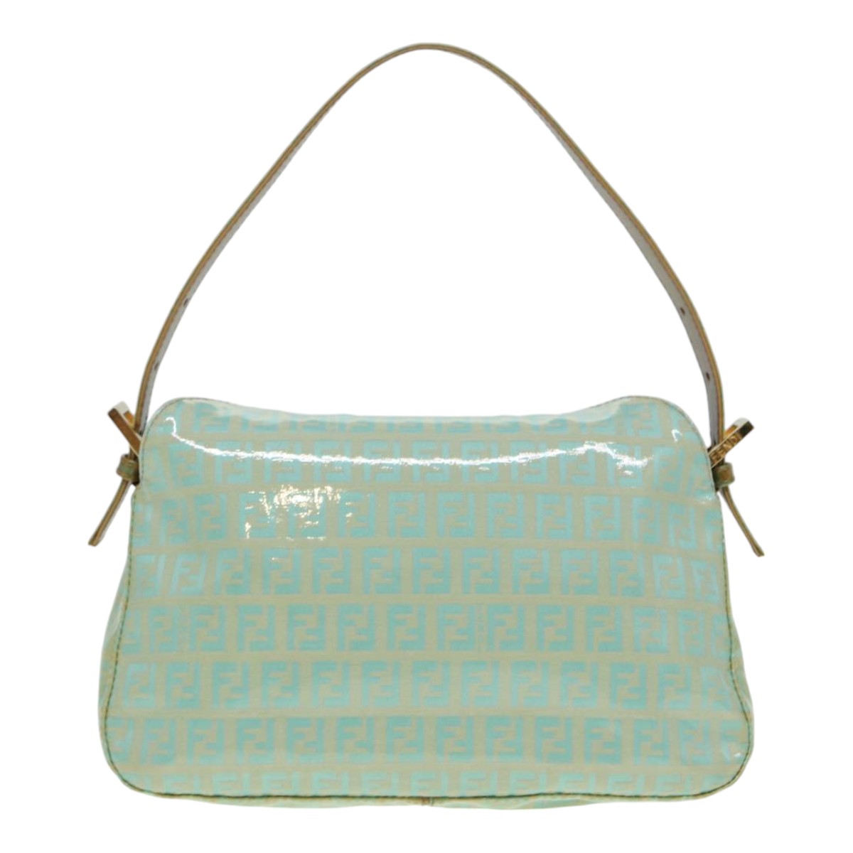 Luxury Fendi Zucchino Canvas Mamma Baguette Shoulder Bag Enamel Gold Greenep5220