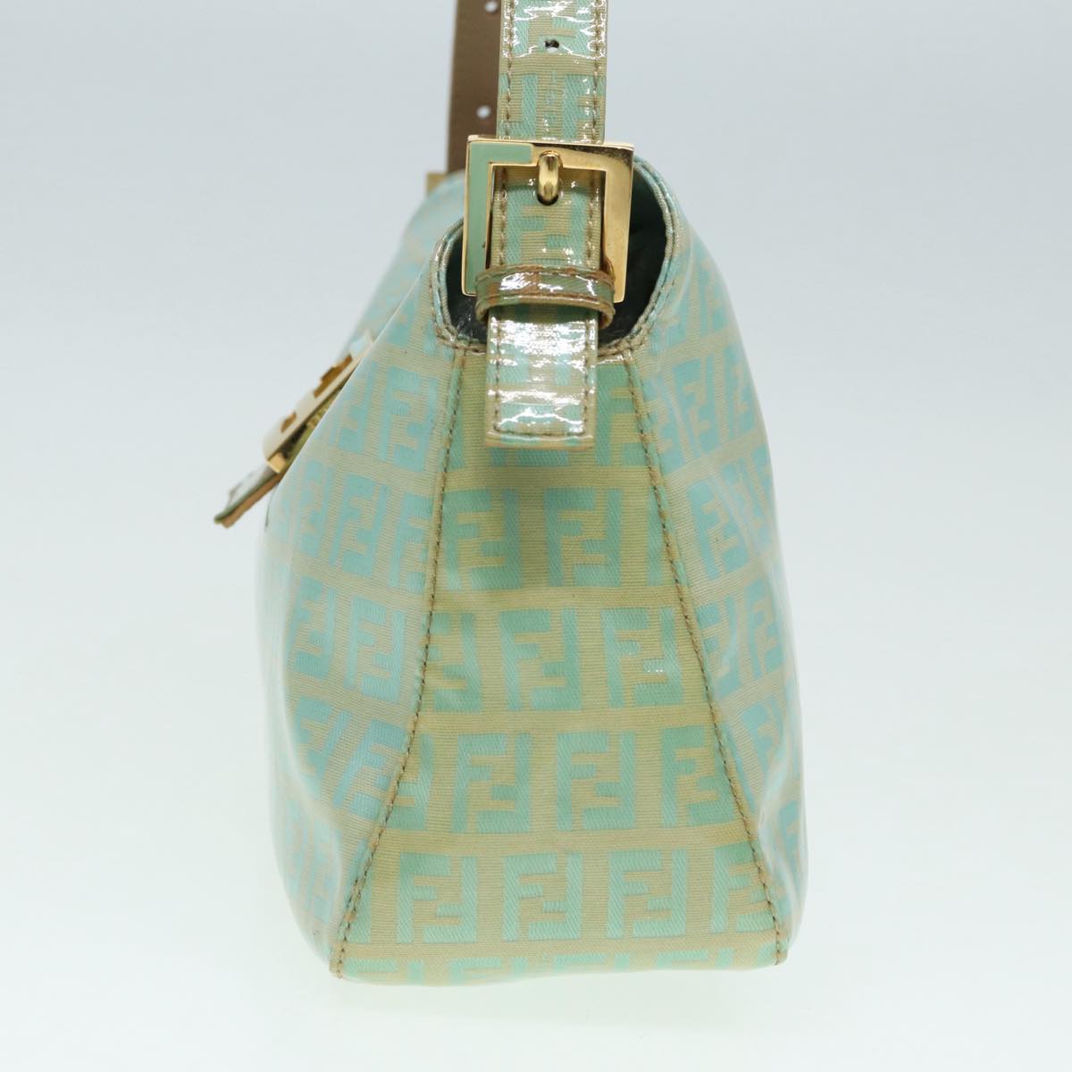 Luxury Fendi Zucchino Canvas Mamma Baguette Shoulder Bag Enamel Gold Greenep5220