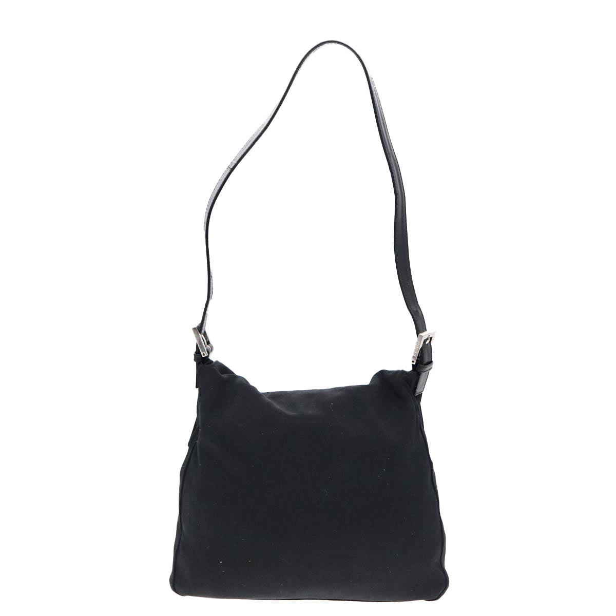 Luxury Fendi Mamma Baguette Shoulder Bag Nylon Black Silverep5222