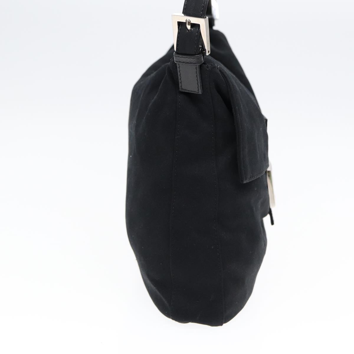 Luxury Fendi Mamma Baguette Shoulder Bag Nylon Black Silverep5222