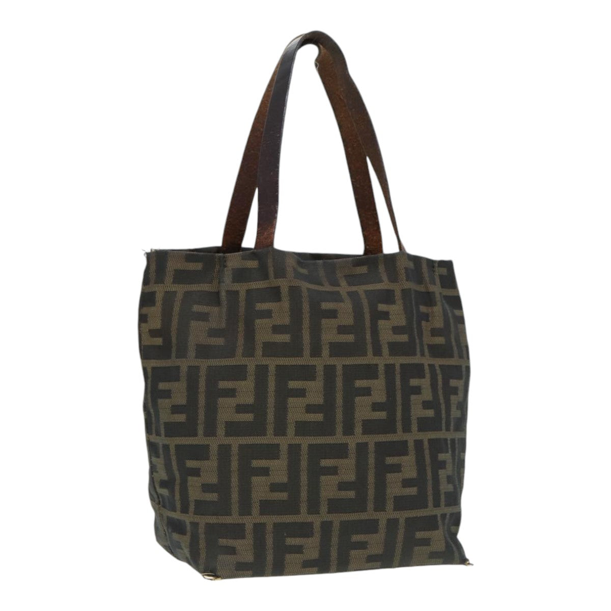 Luxury Fendi Zucca Canvas Hand Bag Brown Black Silverep5241