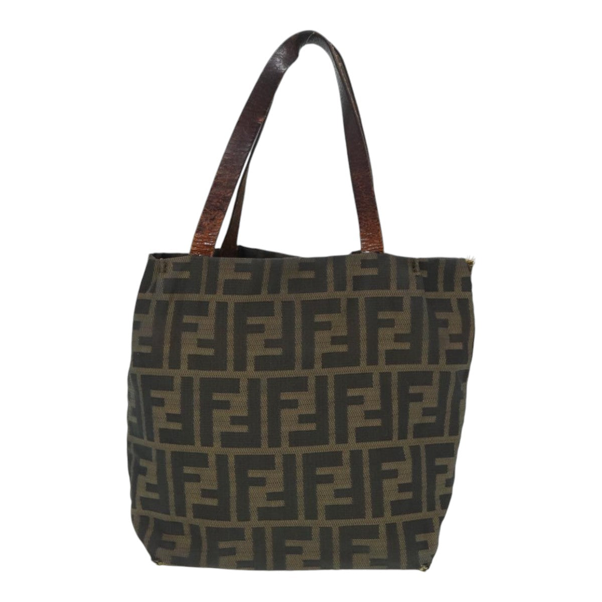 Luxury Fendi Zucca Canvas Hand Bag Brown Black Silverep5241