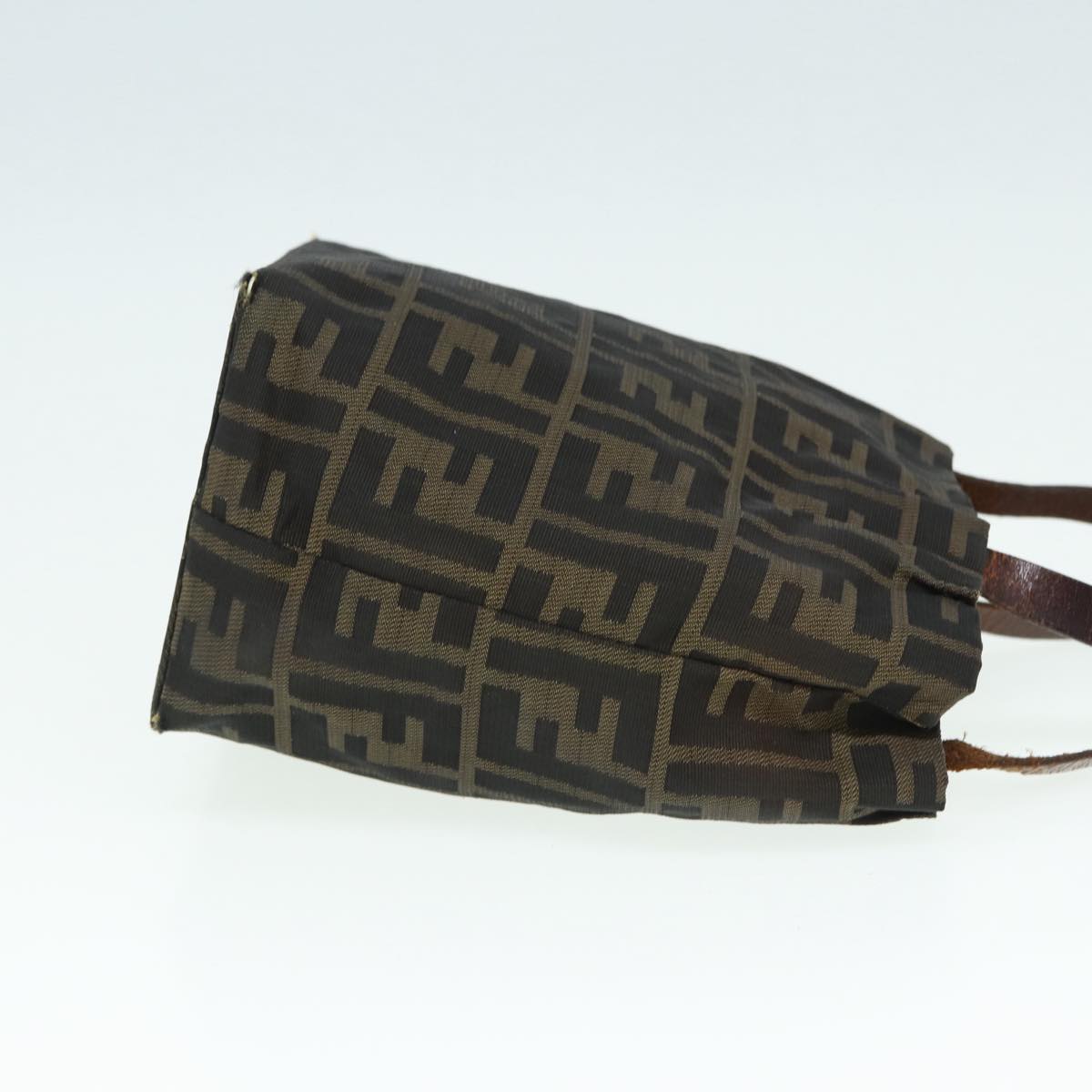 Luxury Fendi Zucca Canvas Hand Bag Brown Black Silverep5241