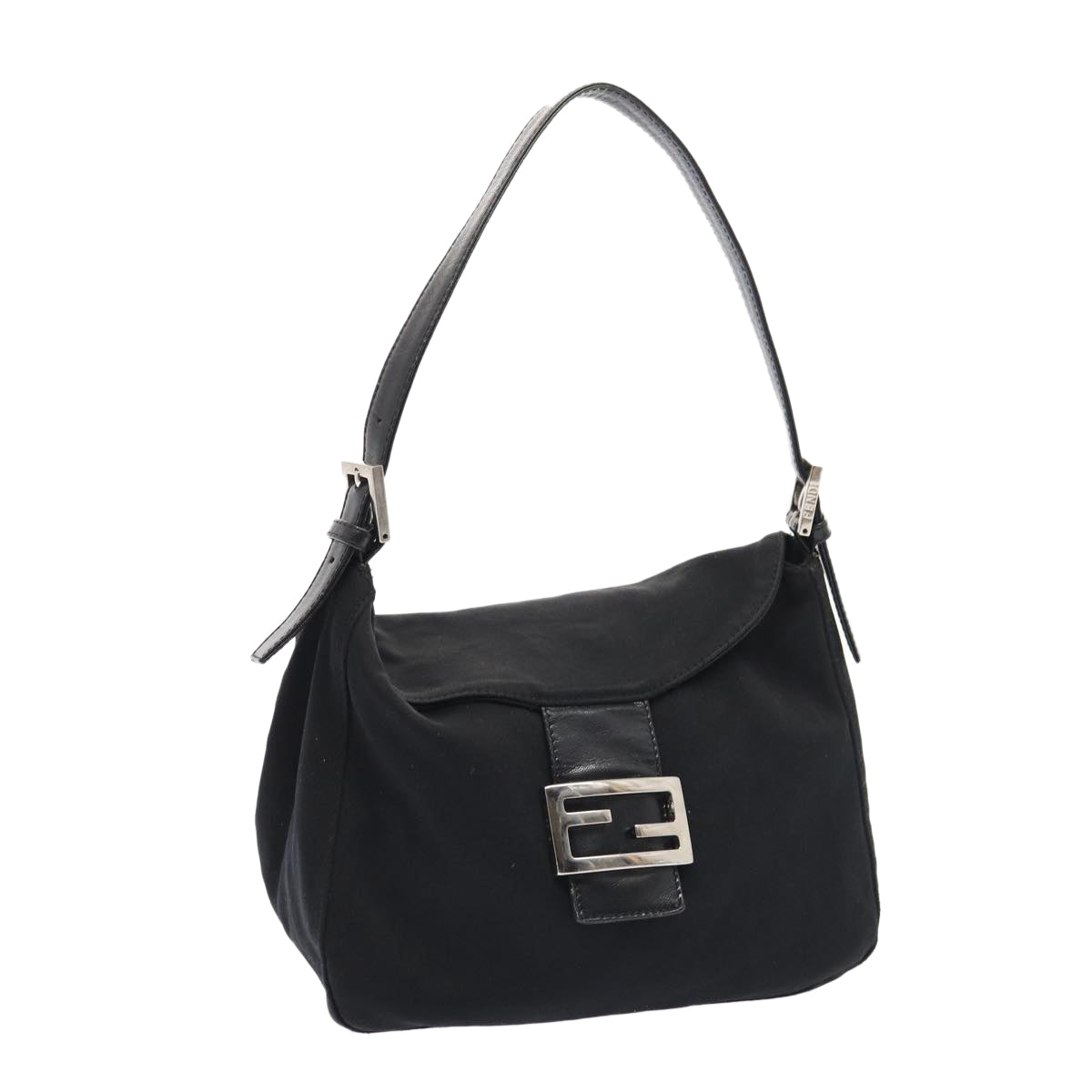 Luxury Fendi Mamma Baguette Hand Bag Nylon Black Silverep5313