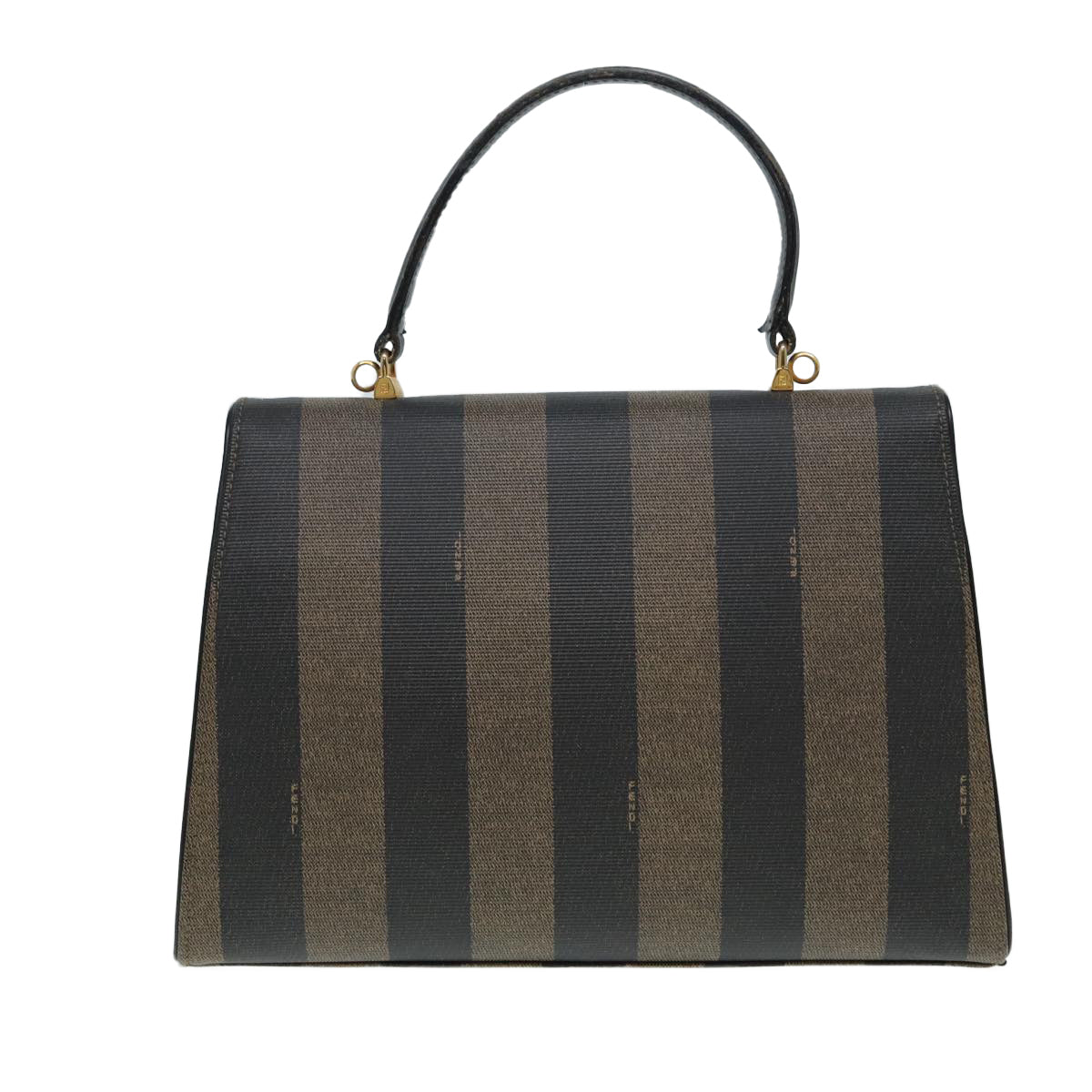 Luxury Fendi Pecan Canvas Hand Bag Brown Black goldep5335