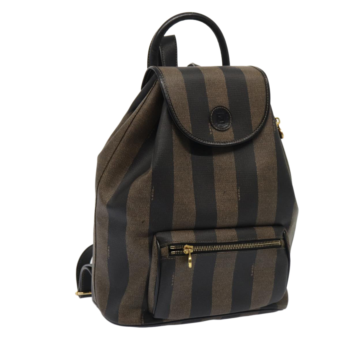 Luxury Fendi Pecan Canvas Backpack Brown Black goldep5348