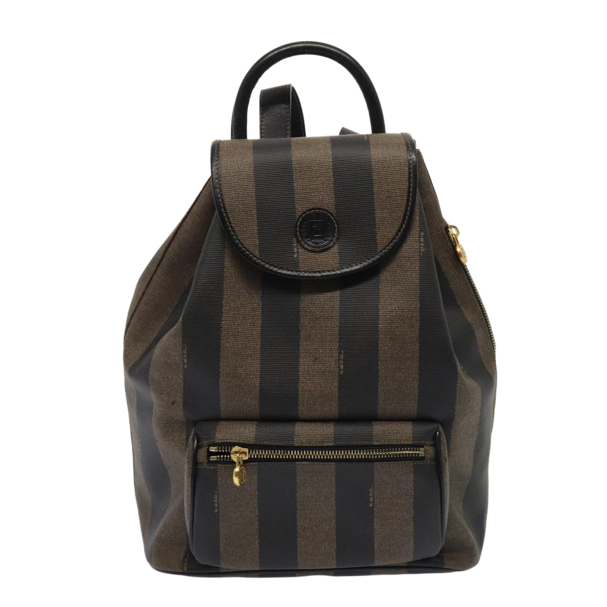 Luxury Fendi Pecan Canvas Backpack Brown Black goldep5348