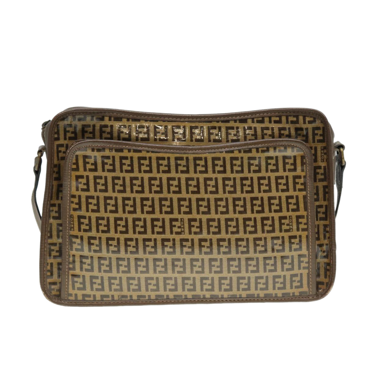 Luxury Fendi Zucchino Canvas Shoulder Bag Brown Goldep5363