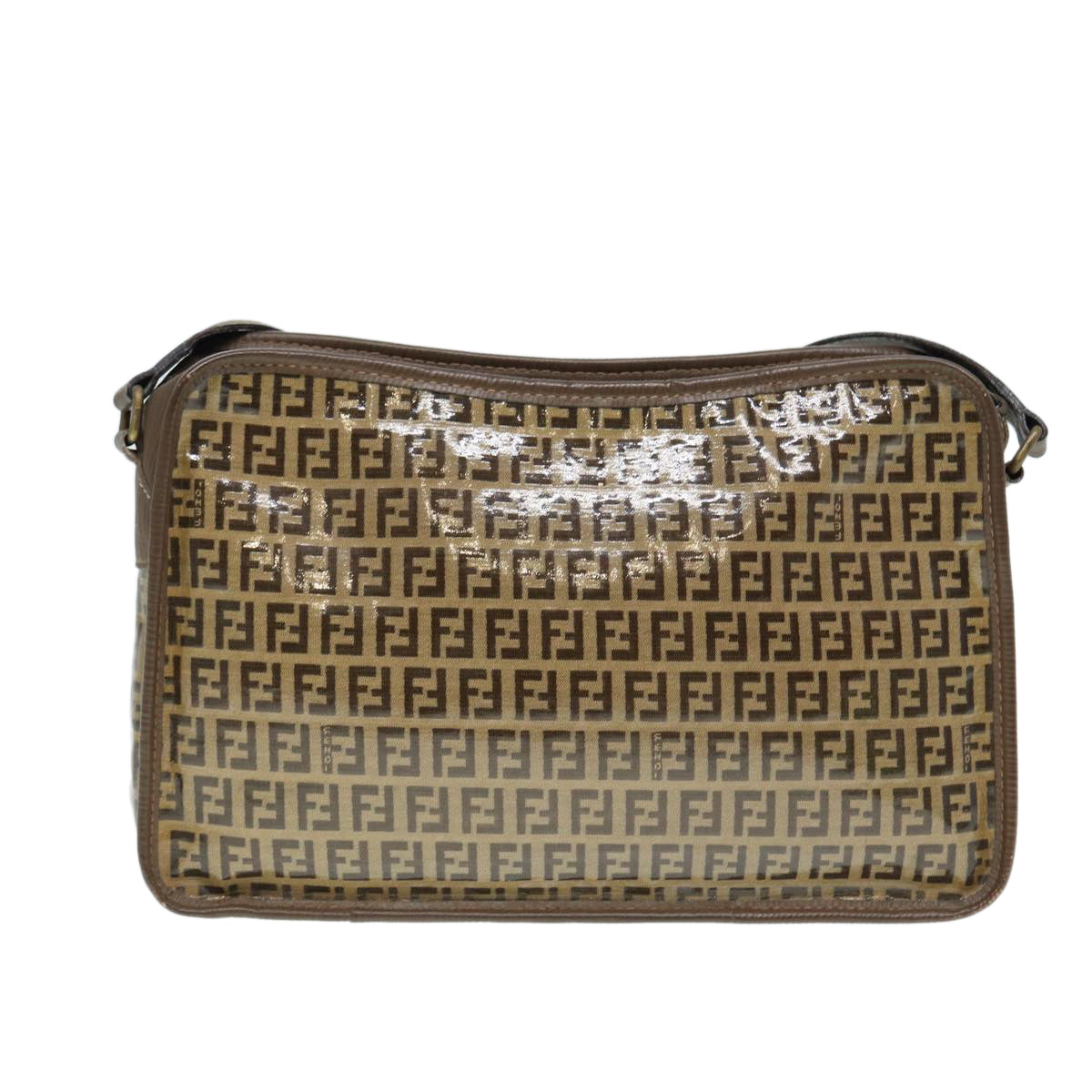 Luxury Fendi Zucchino Canvas Shoulder Bag Brown Goldep5363